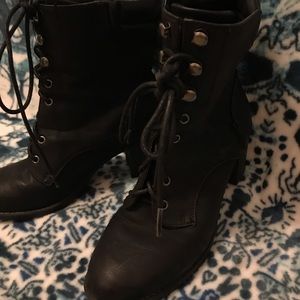 Just fab ~ black lace up heel boots